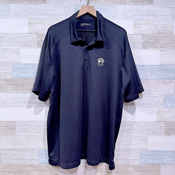 Nike GOLF Pebble Beach Golf Links Performance Polo Shirt Black Mens XXL 2XL - Picture 1 of 8